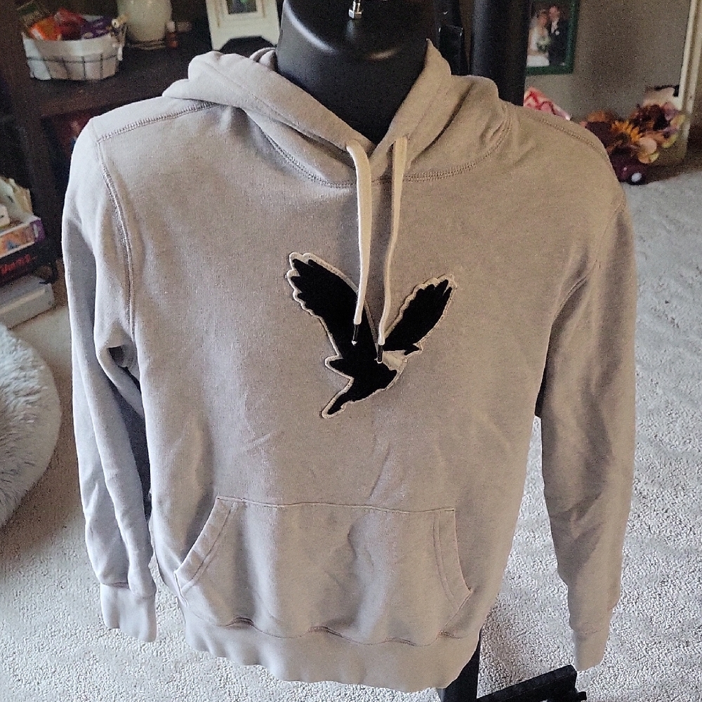 American Eagle Outfitters Gray Hoodie with Black Logo